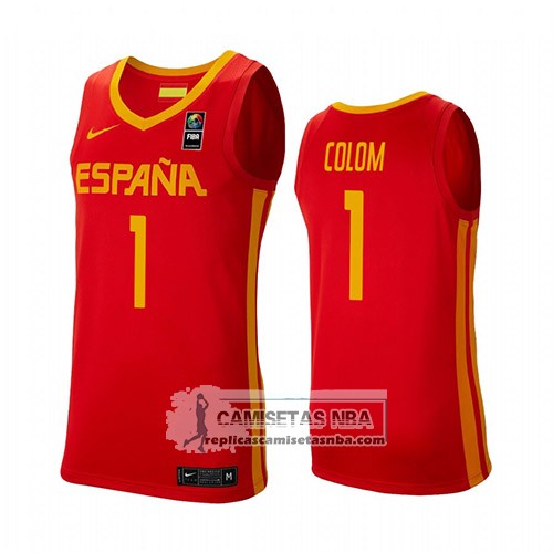 Camiseta Espana Quino Colom 2019 FIBA Baketball World Cup Rojo